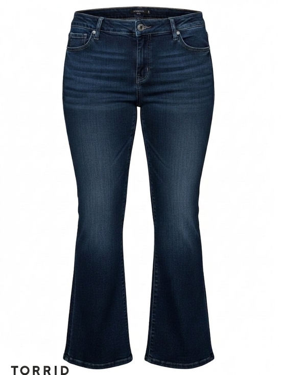 torrid Denim - Torrid Vintage Stretch Mid-Rise Flare Jeans Dark Wash Denim Casual Plus Size 18R